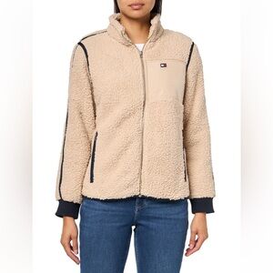 Tommy Hilfiger Cream Teddy Jacket with High Collar
